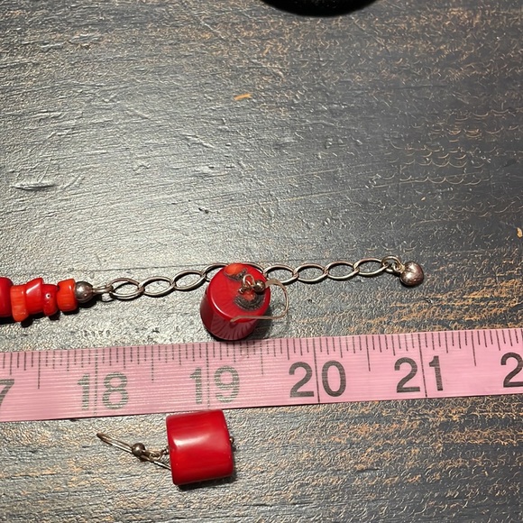 NWOT Blood red Coral and sterling necklace, bracelet, earring set - Picture 9 of 13